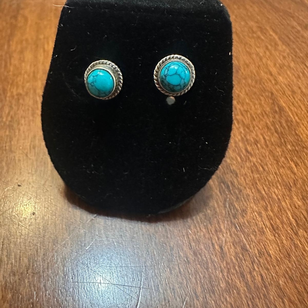 Turquoise Silver Stud Earrings